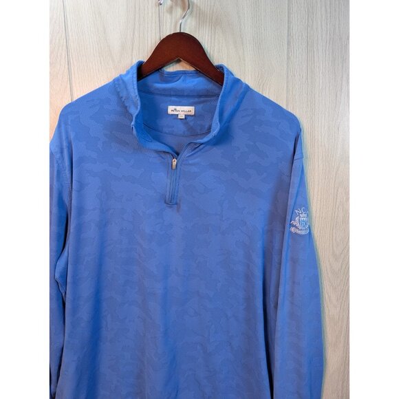 Peter Millar Pullover Mens XXL Blue Camo Quarter Zip Performance Golf Jacket - Picture 3 of 8